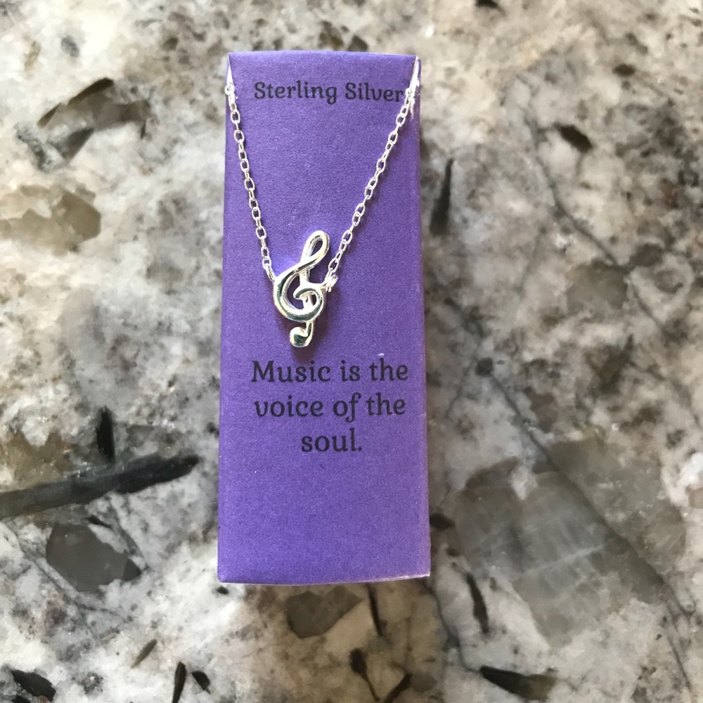 Sterling silver music necklace clef note